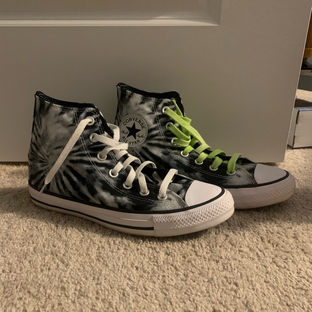 Tie-dye converse high tops